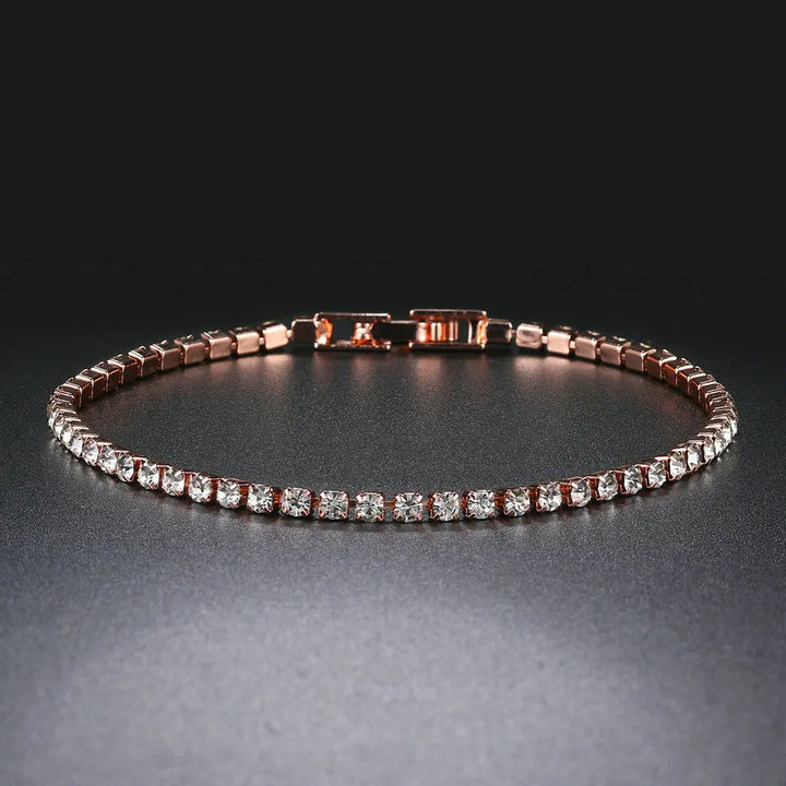 Fashion Cubic Zirconia Tennis Bracelet - Rose Gold for Women - Oba Buy