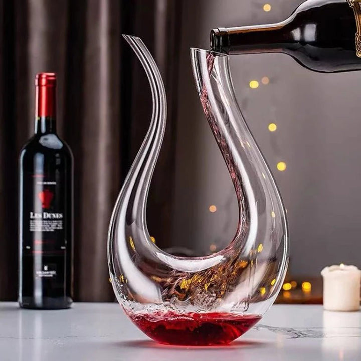 Crystal U-Shaped Wine Decanter - Stylish Swan Gift Box - Oba Buy