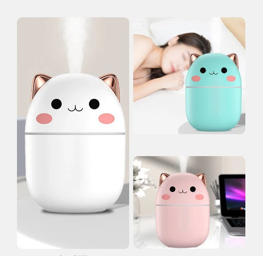 Cute Cat Ultrasonic Diffuser for Bedroom with Colourful Light - Oba Buy