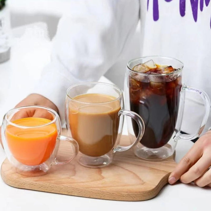 Double Layer Glass Cup for Juice & Coffee - Heat-Resistant - Oba Buy