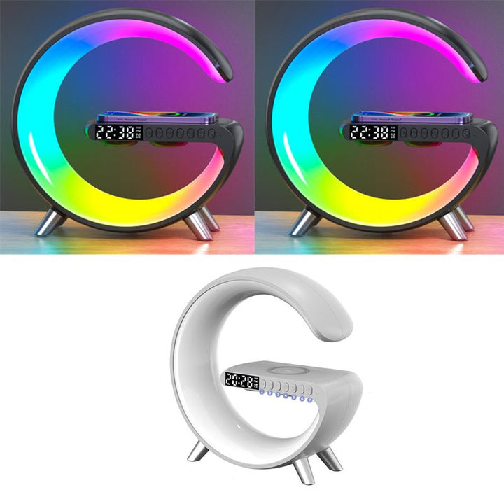 New Intelligent G Shaped LED Lamp Bluetooth Speake Wireless Charger Atmosphere Lamp App Control For Bedroom Home Decor - Oba Buy