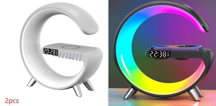 New Intelligent G Shaped LED Lamp Bluetooth Speake Wireless Charger Atmosphere Lamp App Control For Bedroom Home Decor - Oba Buy