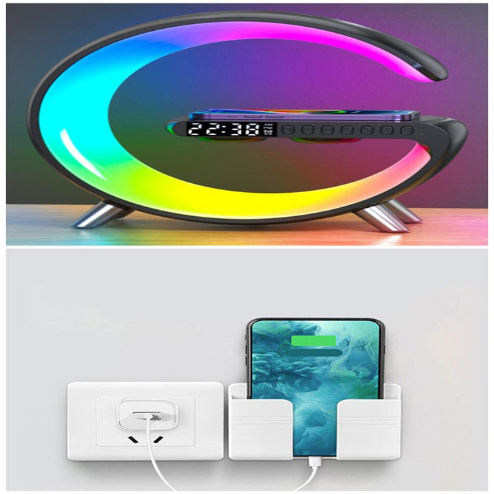 New Intelligent G Shaped LED Lamp Bluetooth Speake Wireless Charger Atmosphere Lamp App Control For Bedroom Home Decor - Oba Buy