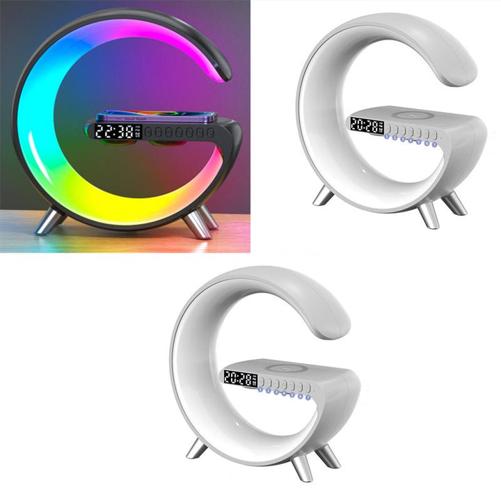 New Intelligent G Shaped LED Lamp Bluetooth Speake Wireless Charger Atmosphere Lamp App Control For Bedroom Home Decor - Oba Buy