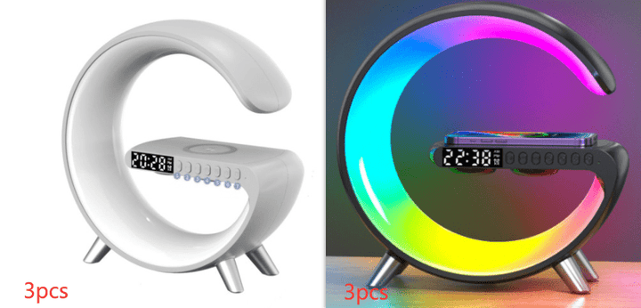 New Intelligent G Shaped LED Lamp Bluetooth Speake Wireless Charger Atmosphere Lamp App Control For Bedroom Home Decor - Oba Buy