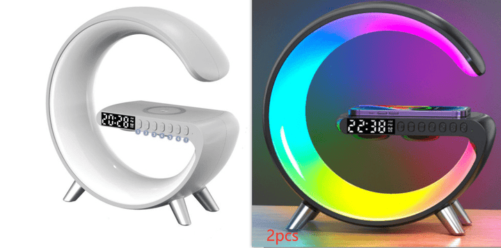 New Intelligent G Shaped LED Lamp Bluetooth Speake Wireless Charger Atmosphere Lamp App Control For Bedroom Home Decor - Oba Buy