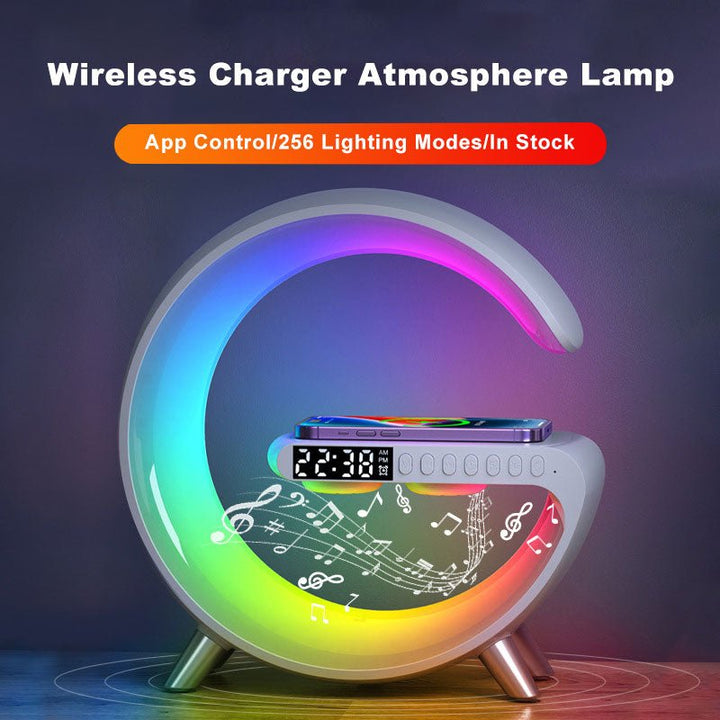 New Intelligent G Shaped LED Lamp Bluetooth Speake Wireless Charger Atmosphere Lamp App Control For Bedroom Home Decor - Oba Buy