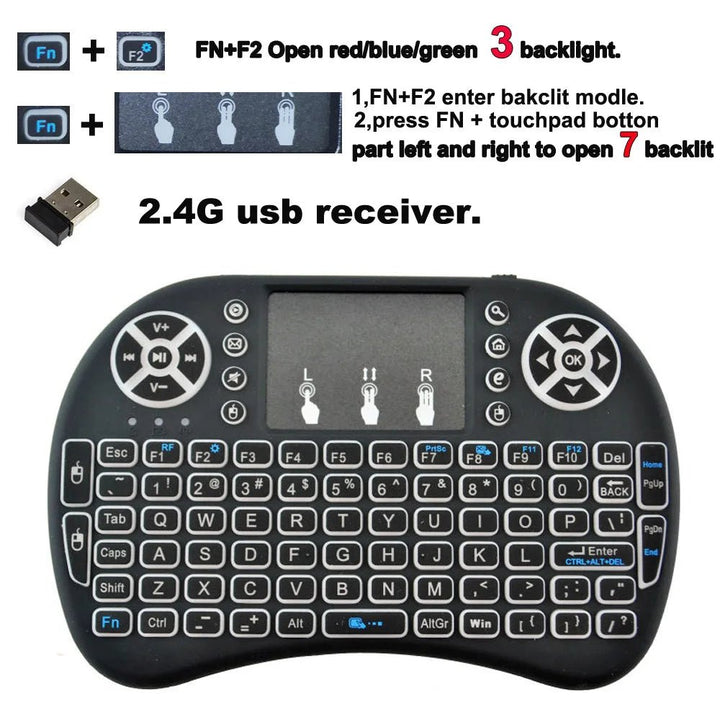 I8 Mini Wireless Keyboard: 7 Languages Air Mouse - Oba Buy