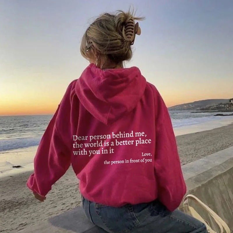 Inspirational Women's Hoodie - Plush Letter Print Design - Oba Buy