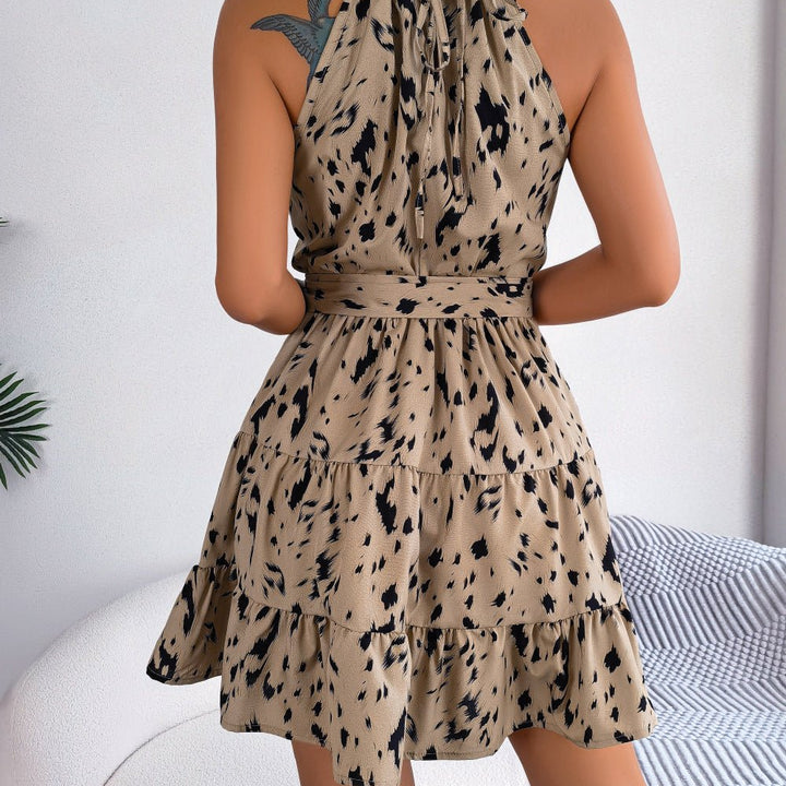 Casual Leopard Print Ruffled Swing Dress Summer Fashion Beach Dresses Women - Oba Buy