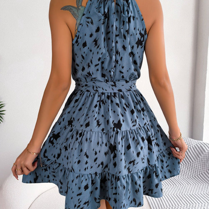 Casual Leopard Print Ruffled Swing Dress Summer Fashion Beach Dresses Women - Oba Buy