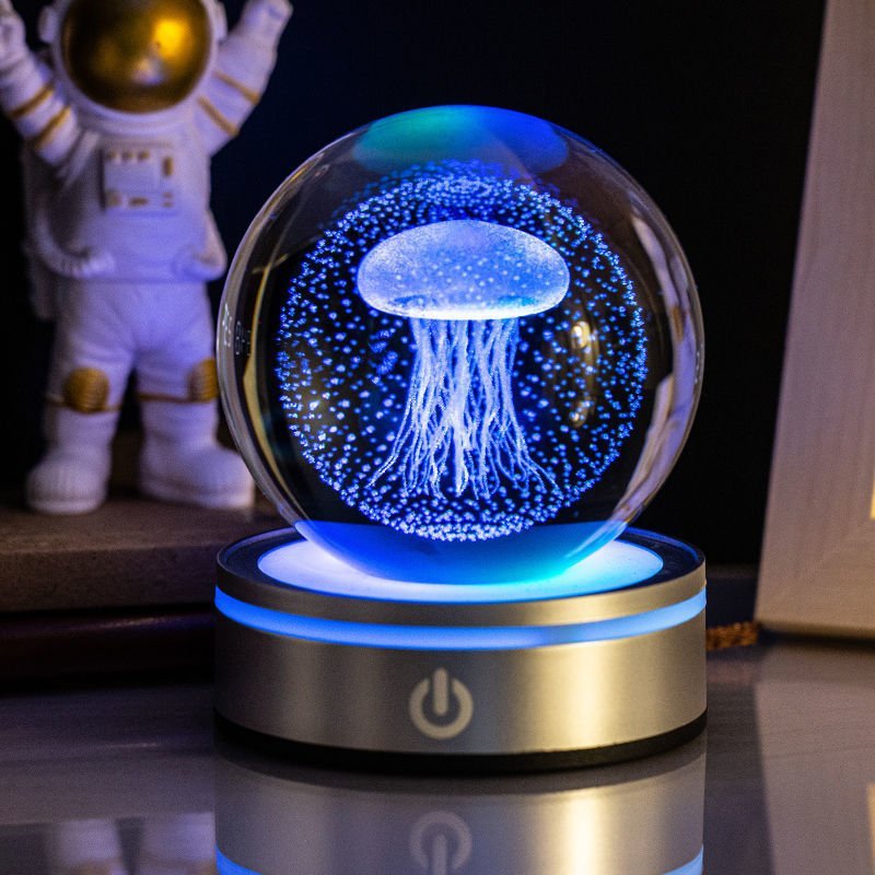 Creative 3D Inner Carving Luminous Crystal Ball Colorful Gradient Small Night Lamp Home Decorations Gifts Selection - Oba Buy