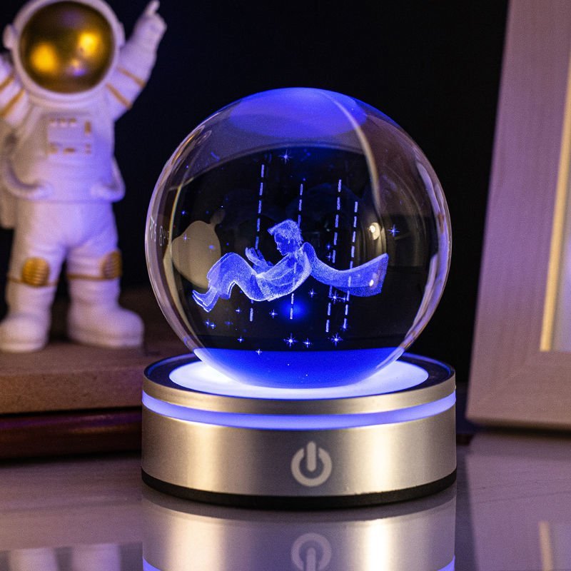 Creative 3D Inner Carving Luminous Crystal Ball Colorful Gradient Small Night Lamp Home Decorations Gifts Selection - Oba Buy