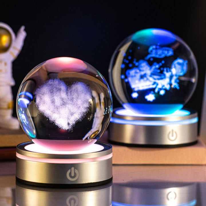 Creative 3D Inner Carving Luminous Crystal Ball Colorful Gradient Small Night Lamp Home Decorations Gifts Selection - Oba Buy