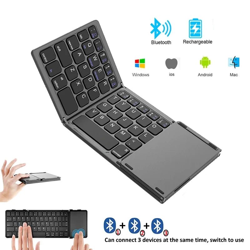 Rechargeable Mini Keyboard: Wireless Foldable Touchpad - Oba Buy