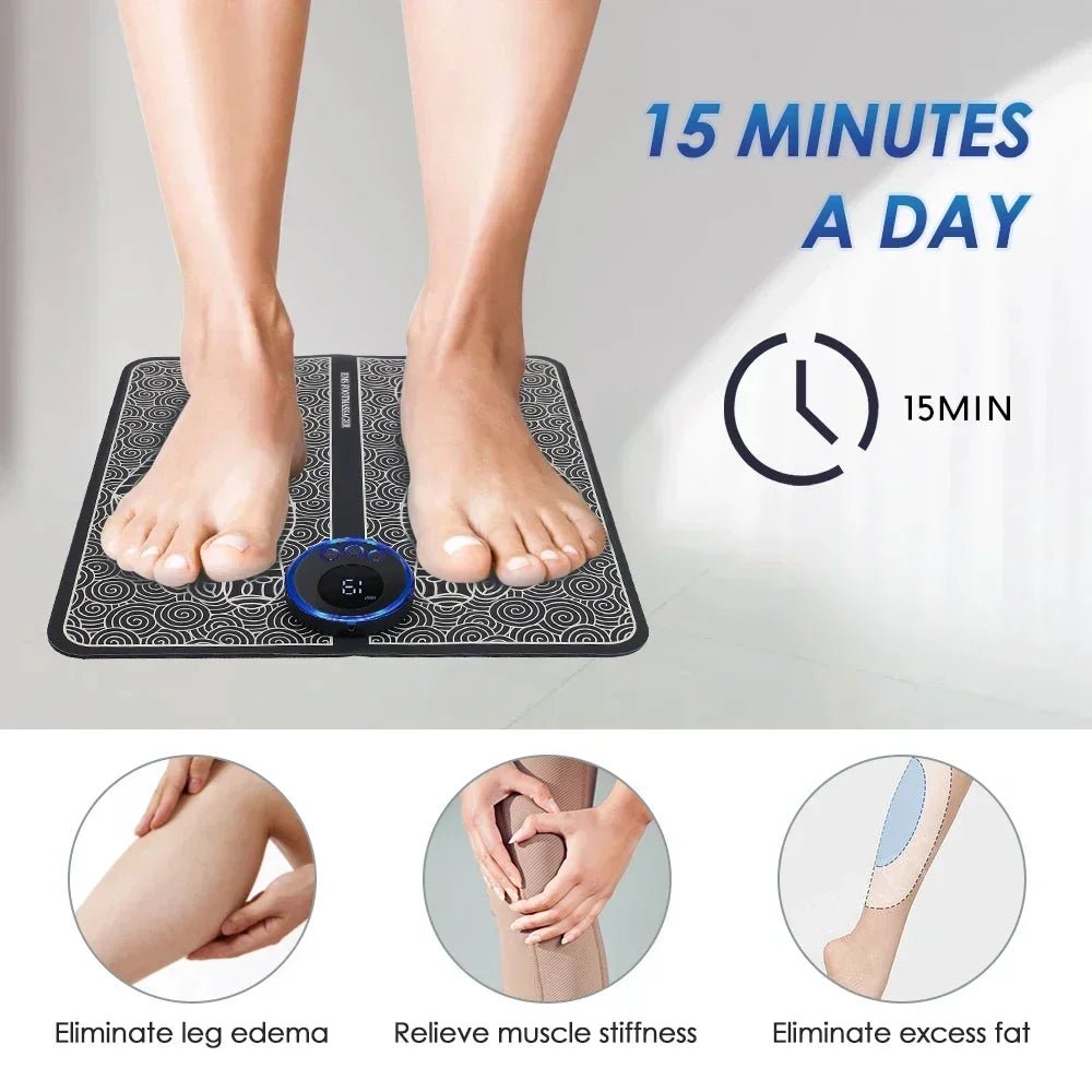 Home Electric Foot Massager for Pain Relief Blood Circulation EMS Acupoints Stimulation Foot Massage Mat Foot Muscle Relaxation - Oba Buy