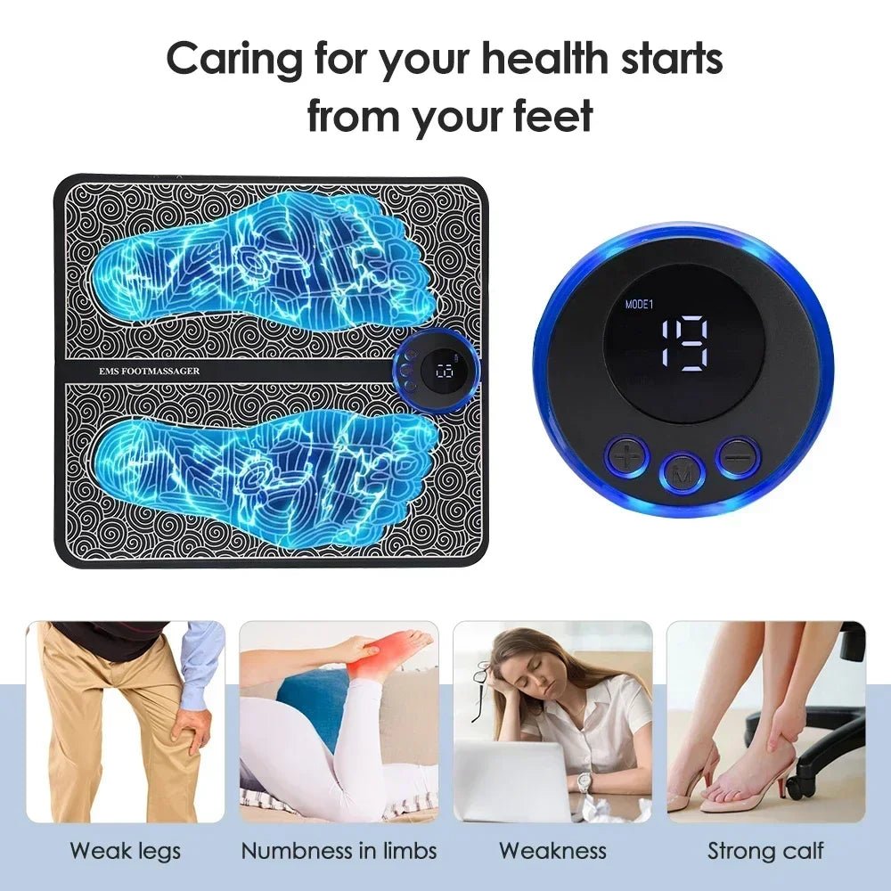 Home Electric Foot Massager for Pain Relief Blood Circulation EMS Acupoints Stimulation Foot Massage Mat Foot Muscle Relaxation - Oba Buy