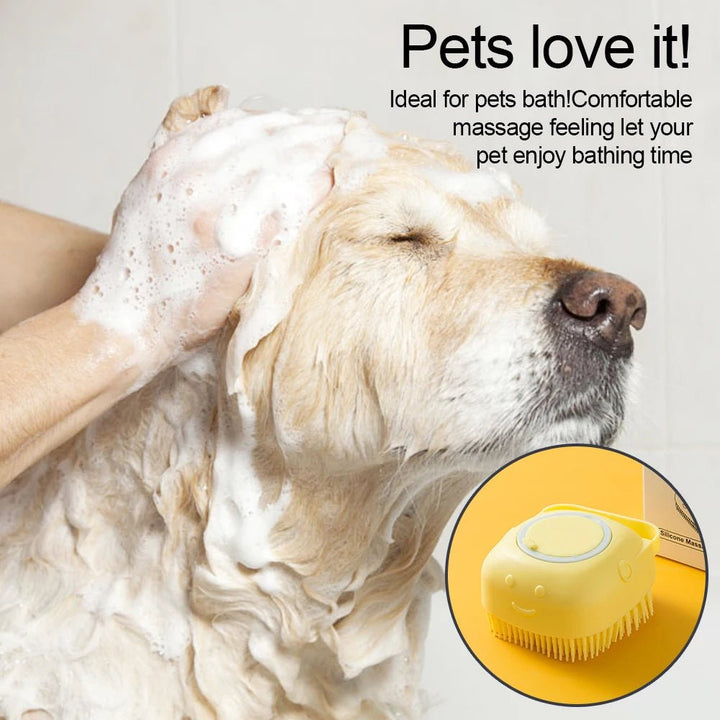 Soft Silicone Dog Brush Pet Shampoo Massager Bath Brush Bathroom Puppycat Washing Massage Dispenser Grooming Shower Brush - Oba Buy