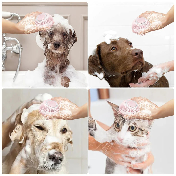 Soft Silicone Dog Brush Pet Shampoo Massager Bath Brush Bathroom Puppycat Washing Massage Dispenser Grooming Shower Brush - Oba Buy