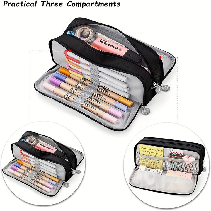 Stylish 3-Layer Oxford Pencil Case - Organiser for Office & School - Oba Buy