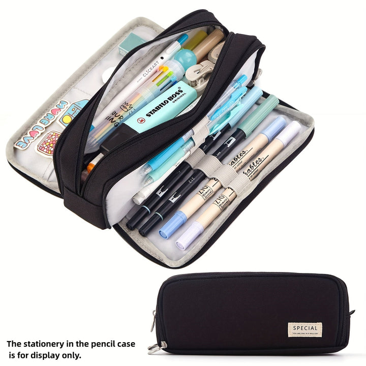 Stylish 3-Layer Oxford Pencil Case - Organiser for Office & School - Oba Buy