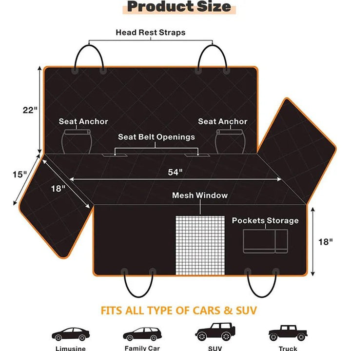 Waterproof Car Pet Seat Pad - Fits Rear Seats, All Models - Oba Buy