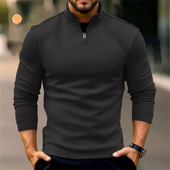 Long-sleeve Zipper Men's Sports Polo Shirt - Oba Buy