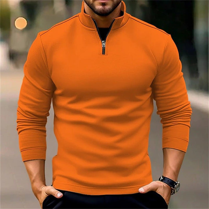 Long-sleeve Zipper Men's Sports Polo Shirt - Oba Buy