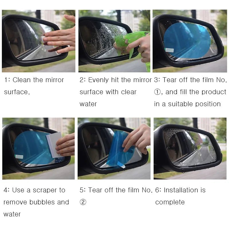 Anti-Fog Car Mirror: Window Clear Film Car Rearview Mirror Protective Film Waterproof 2 Pcs/Se - Oba Buy