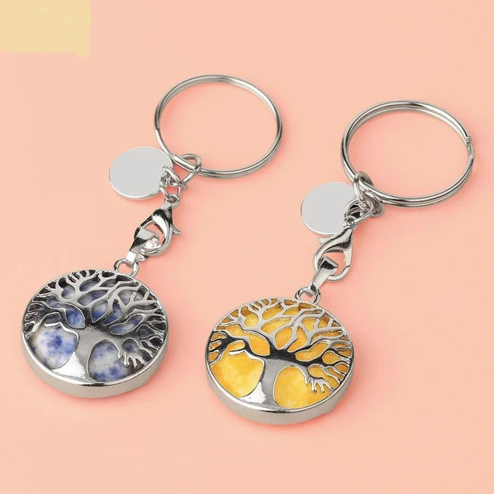 British Isles Treasured Gemstone Charm - Tree of Life Keychain - Oba Buy