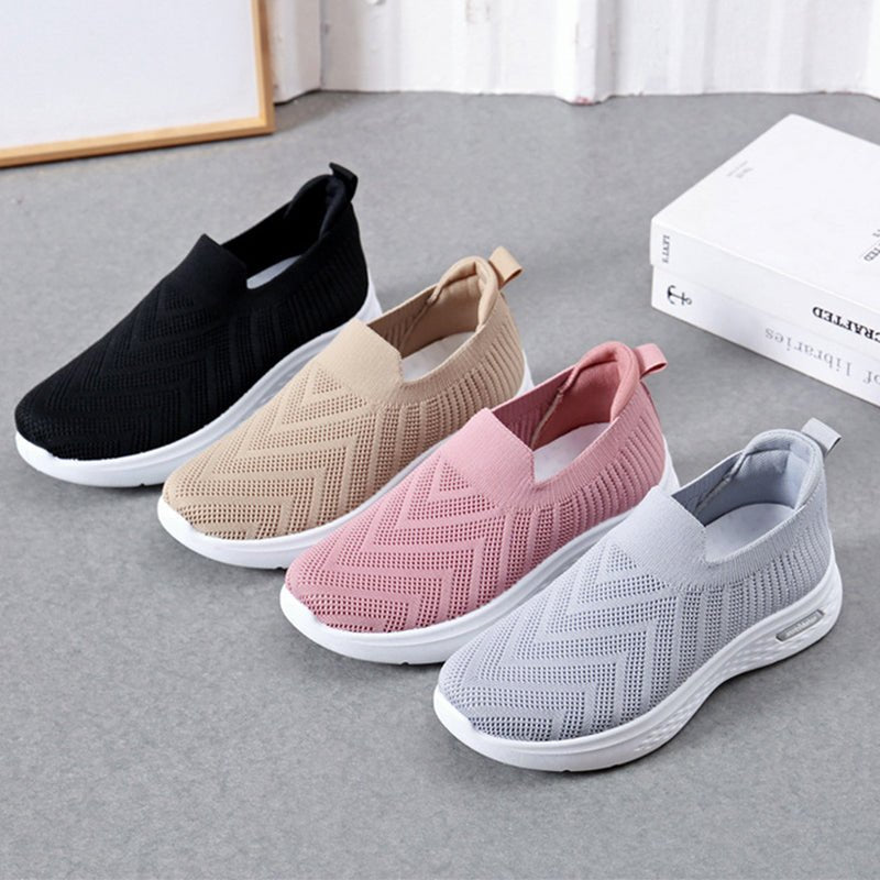 Casual Mesh Shoes Sock Slip On Flat Shoes For Women Sneakers Casual Soft Sole Walking Sports Shoe - Oba Buy