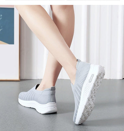 Casual Mesh Shoes Sock Slip On Flat Shoes For Women Sneakers Casual Soft Sole Walking Sports Shoe - Oba Buy