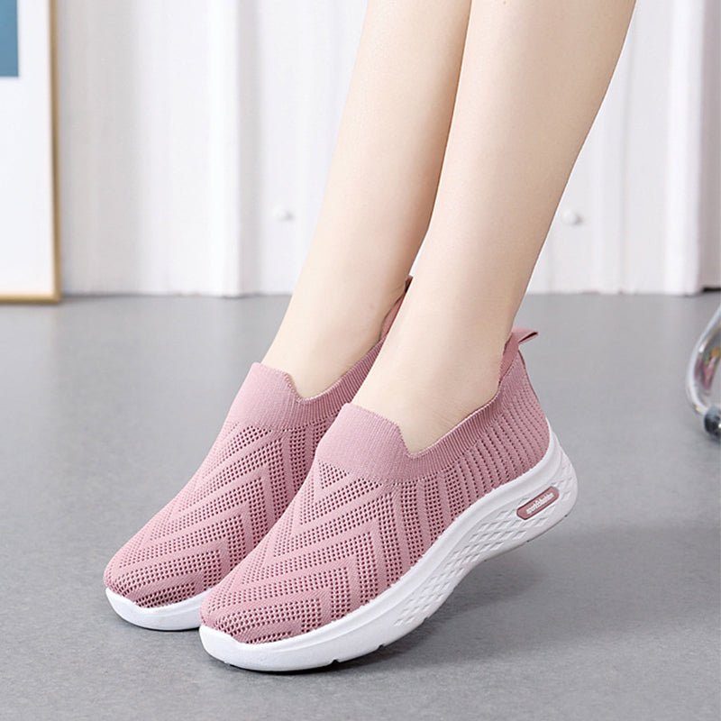 Casual Mesh Shoes Sock Slip On Flat Shoes For Women Sneakers Casual Soft Sole Walking Sports Shoe - Oba Buy