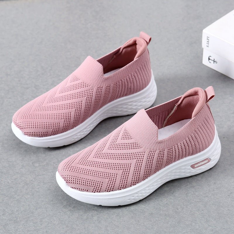 Casual Mesh Shoes Sock Slip On Flat Shoes For Women Sneakers Casual Soft Sole Walking Sports Shoe - Oba Buy