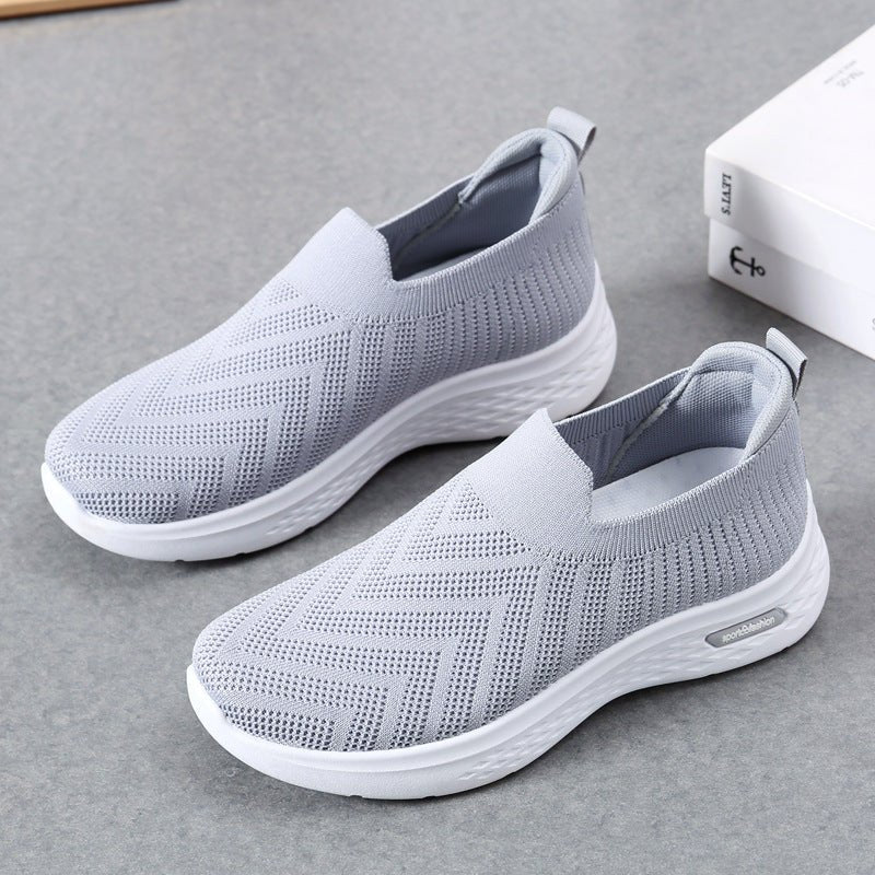 Casual Mesh Shoes Sock Slip On Flat Shoes For Women Sneakers Casual Soft Sole Walking Sports Shoe - Oba Buy