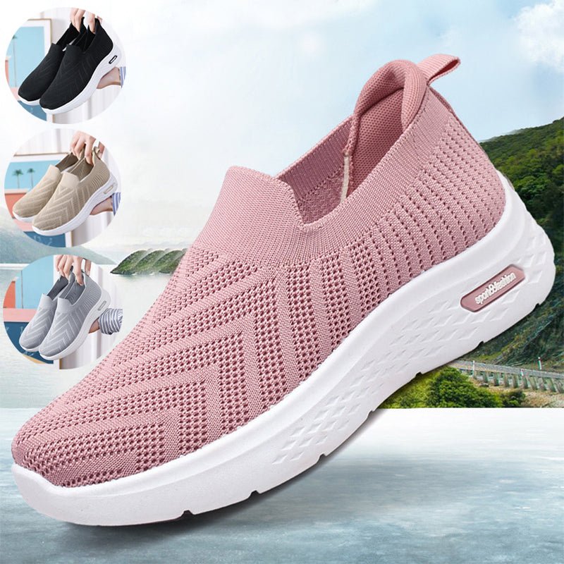 Casual Mesh Shoes Sock Slip On Flat Shoes For Women Sneakers Casual Soft Sole Walking Sports Shoe - Oba Buy