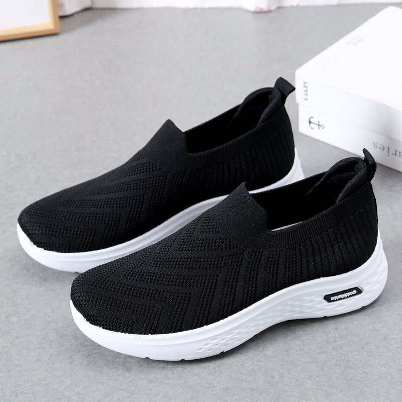 Casual Mesh Shoes Sock Slip On Flat Shoes For Women Sneakers Casual Soft Sole Walking Sports Shoe - Oba Buy