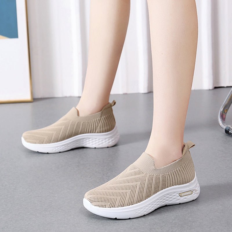 Casual Mesh Shoes Sock Slip On Flat Shoes For Women Sneakers Casual Soft Sole Walking Sports Shoe - Oba Buy