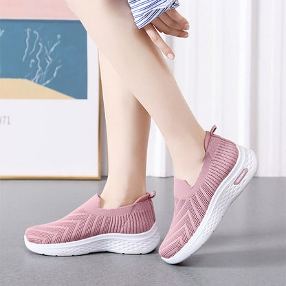 Casual Mesh Shoes Sock Slip On Flat Shoes For Women Sneakers Casual Soft Sole Walking Sports Shoe - Oba Buy