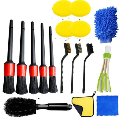 Deluxe Car Care Kit - 17 Piece Car Detailing Brush Set - Oba Buy