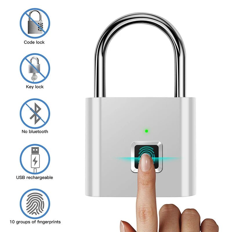 Oba Buy SecureTouch™ Keyless USB Rechargeable Fingerprint Smart Padlock - Oba Buy