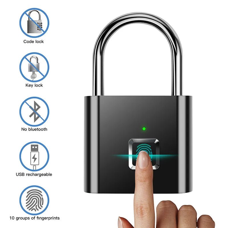 Oba Buy SecureTouch™ Keyless USB Rechargeable Fingerprint Smart Padlock - Oba Buy