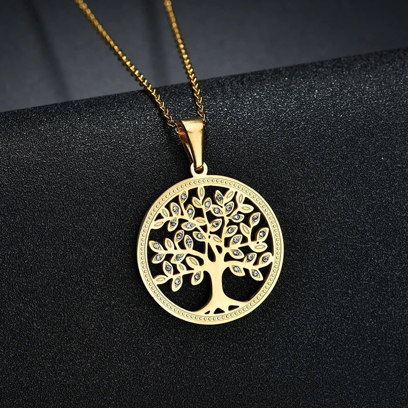 Radiant Roots Rhinestone Tree of Life Pendant Necklace - Oba Buy