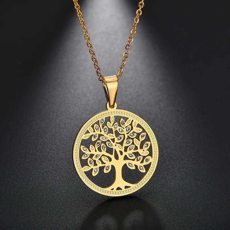 Radiant Roots Rhinestone Tree of Life Pendant Necklace - Oba Buy