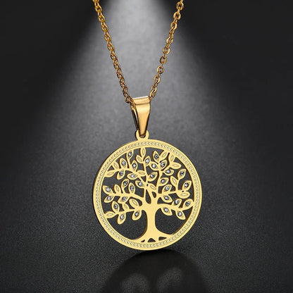 Radiant Roots Rhinestone Tree of Life Pendant Necklace - Oba Buy