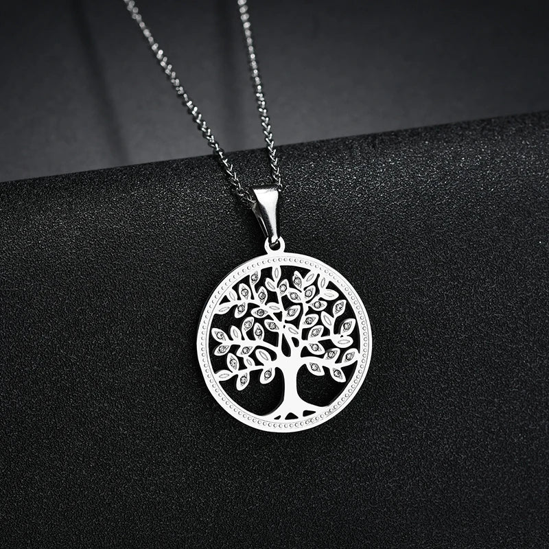 Radiant Roots Rhinestone Tree of Life Pendant Necklace - Oba Buy