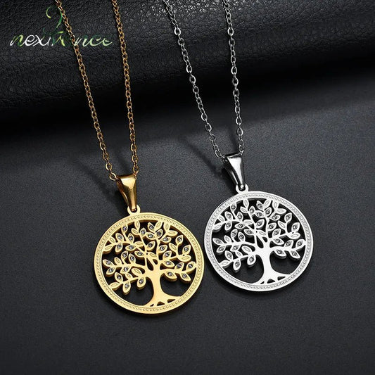 Radiant Roots Rhinestone Tree of Life Pendant Necklace - Oba Buy