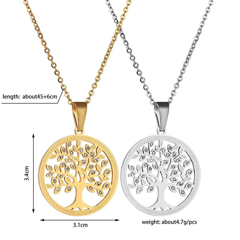 Radiant Roots Rhinestone Tree of Life Pendant Necklace - Oba Buy