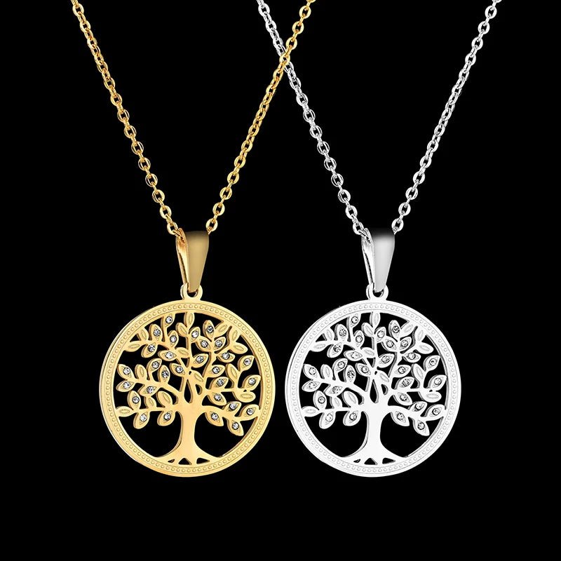 Radiant Roots Rhinestone Tree of Life Pendant Necklace - Oba Buy