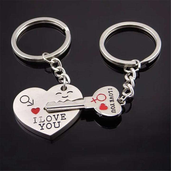 Romantic Red Hearts Duo Keychains Set - Oba Buy